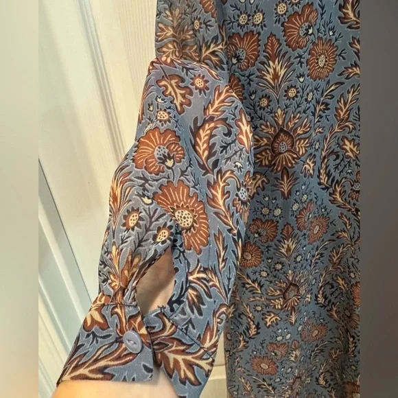 Cabi Provincial Tunic Dress Women’s Size Small Blue Brown Floral Lined - Picture 3 of 9